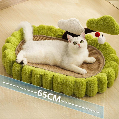 Lucky Tree Cat Scratching Board Green Ellipses Kitty Bed
