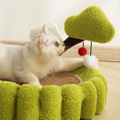 Lucky Tree Cat Scratching Board Green Ellipses Kitty Bed