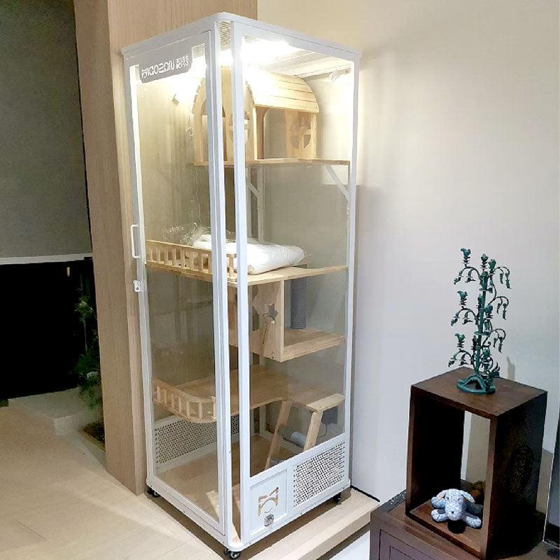 Luxury Cat House Large Glass Villa With Litter Box