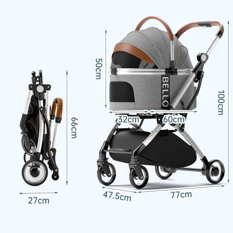 Luxury Large Detachable Pet Carrier Stroller 6 Color Cat Handbag On Wheels