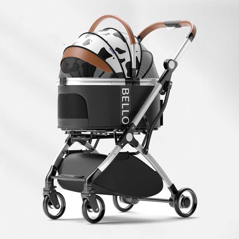 Luxury Large Detachable Pet Carrier Stroller Milk Cat Handbag On Wheels Rolling