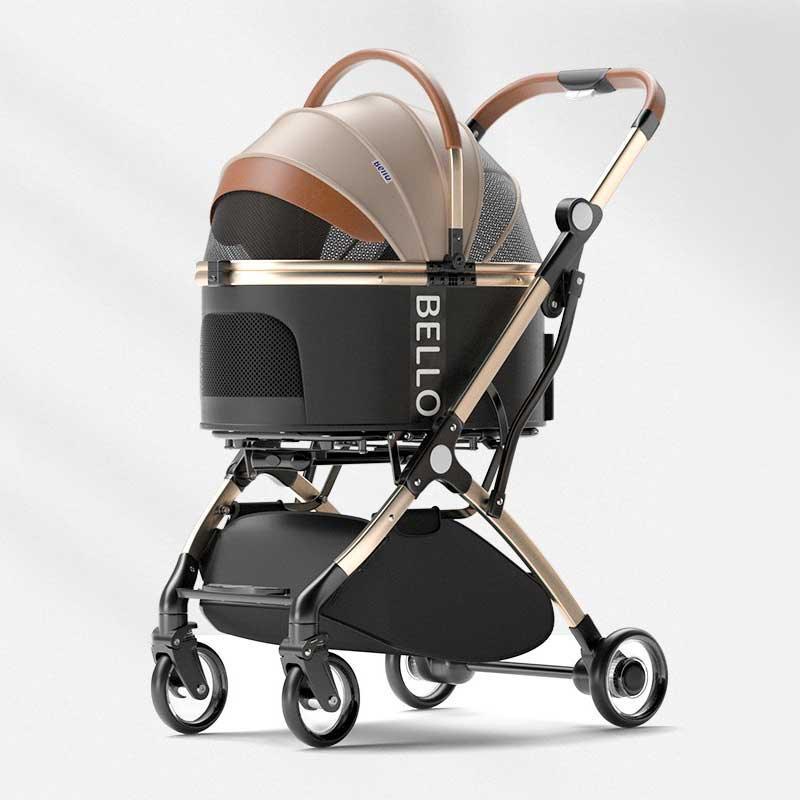 Luxury Large Detachable Pet Carrier Stroller Gold Cat Handbag On Wheels Rolling
