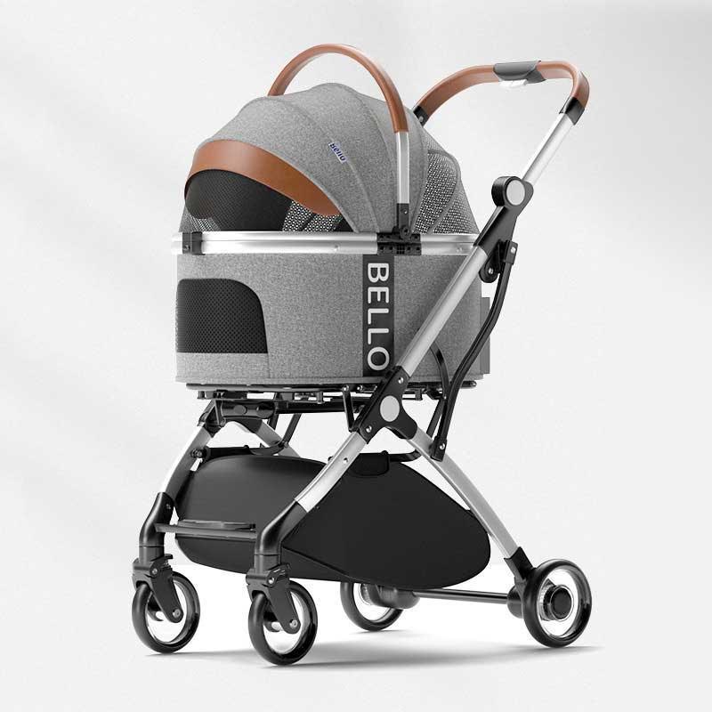 Luxury Large Detachable Grey  Pet Carrier Stroller 6 Color Cat Handbag On Wheels Rolling