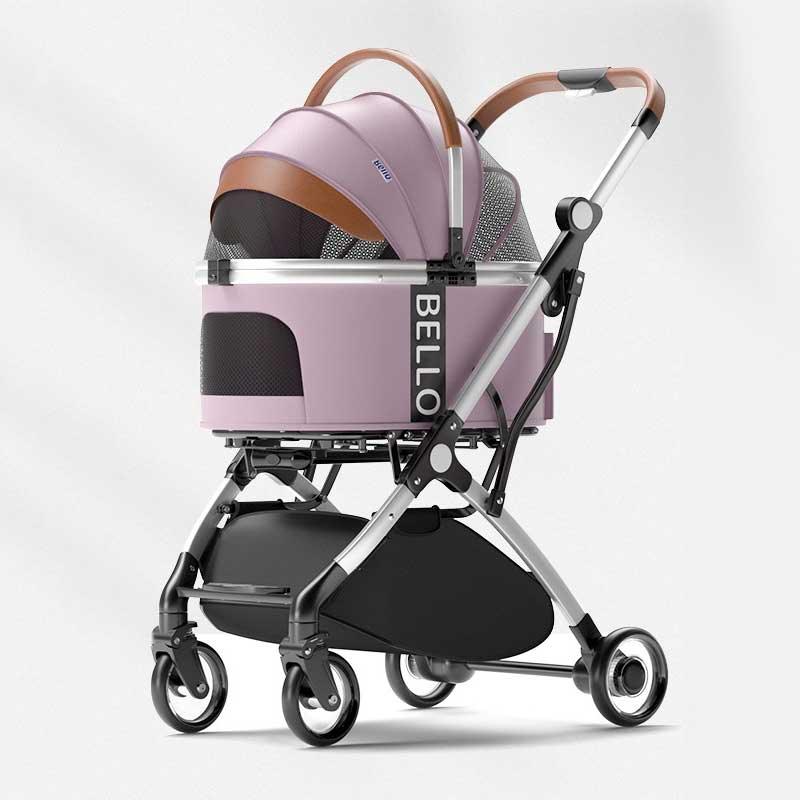 Luxury Large Detachable Pet Carrier Stroller Pink Cat Handbag On Wheels Rolling