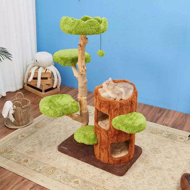 Luxury Simulation Solid Wood Sisal Bed for Multiple Cat Tree