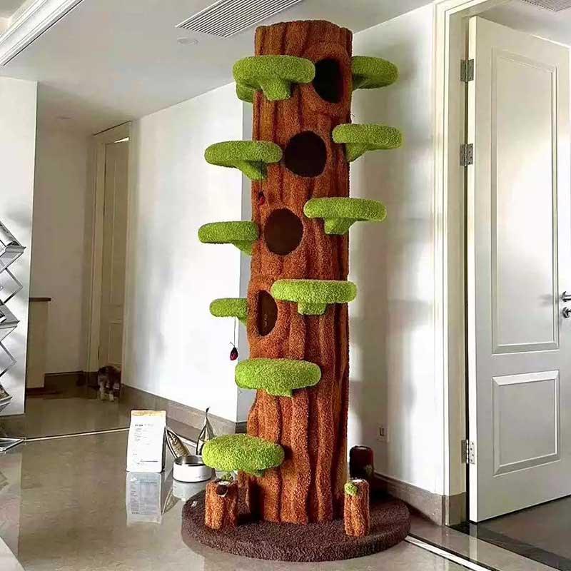 Luxury Simulation Solid Wood Sisal Bed for Multiple Cat Tree