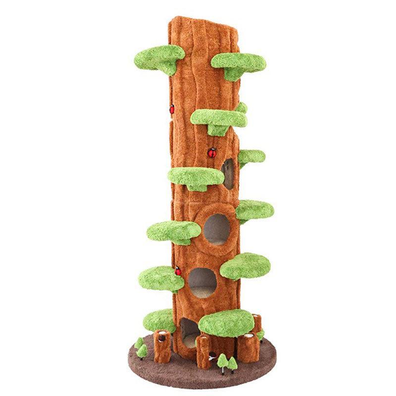 Luxury Simulation Solid Wood Sisal Bed for Multiple Cat Tree 