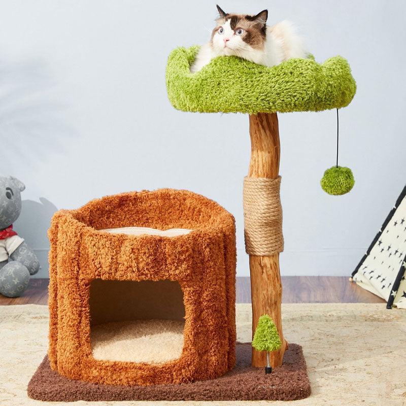 Luxury Simulation Solid Wood Sisal Bed for Multiple Cat Tree 