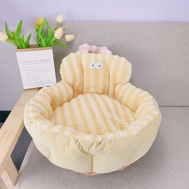 Macaron Round Cat Bed Yellow Sofa Couch