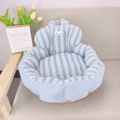 Macaron Round Cat Bed Blue Sofa Couch
