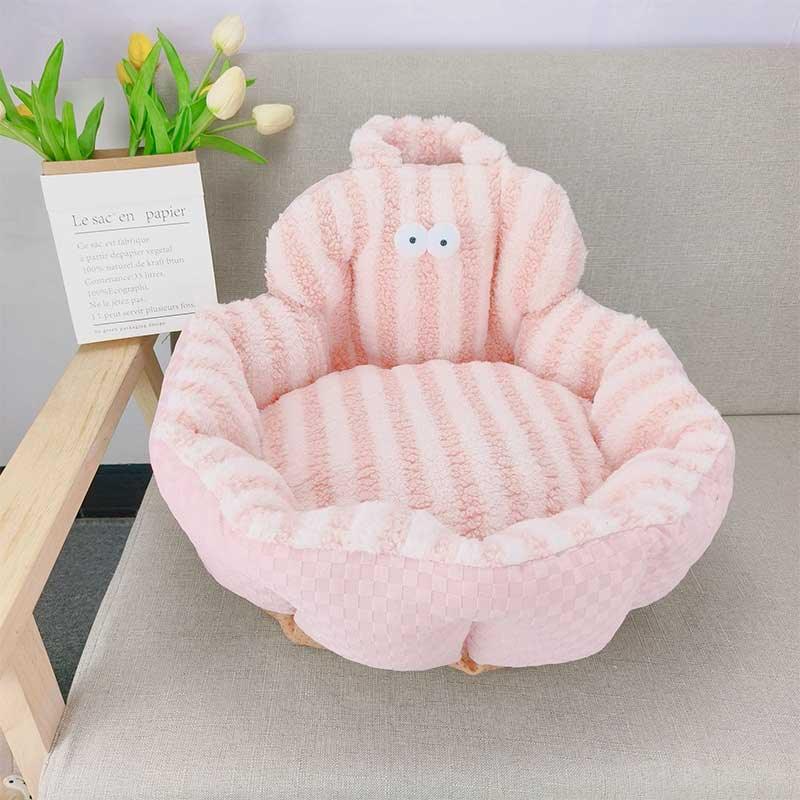 Macaron Round Cat Bed Pink Sofa Couch