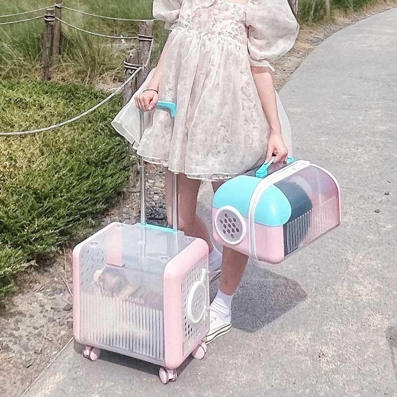 Macaroon Cat Trolley Carrier for Two Cats on Wheels - MEWCATS