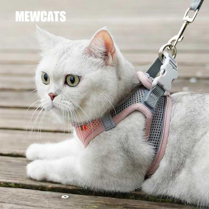 Cat Harness and Leash Set Adjustable Mesh 5 Color Reflective Vest Cat Lead