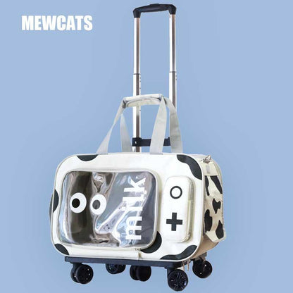 Cat Carrier Bag With Wheels Trolley Box Tote Pet Handbag