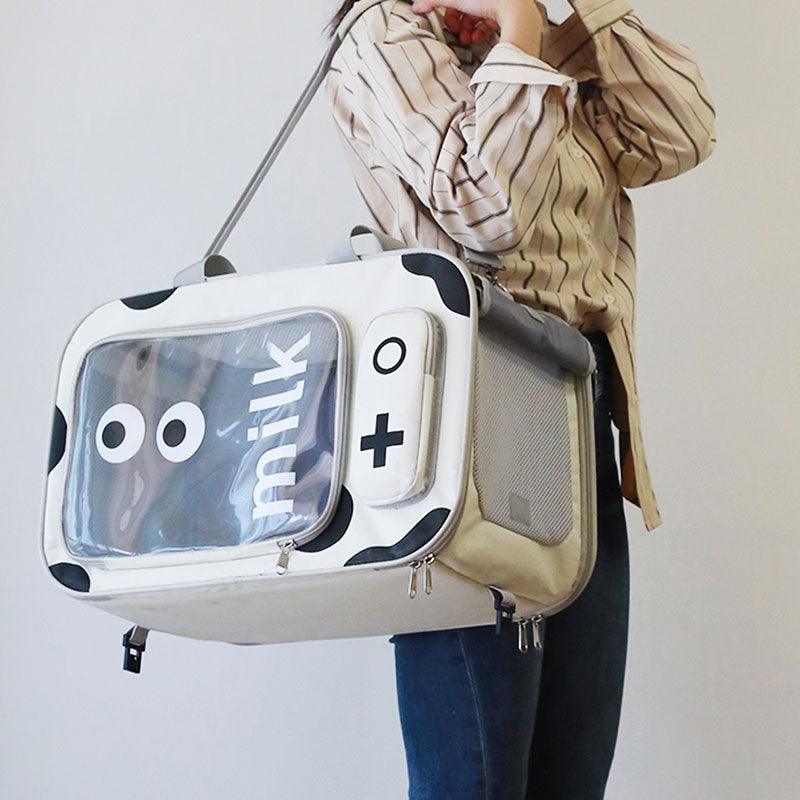 Cat Carrier Bag With Wheels Trolley Box Large Capacity Crossbody Pet Handbag