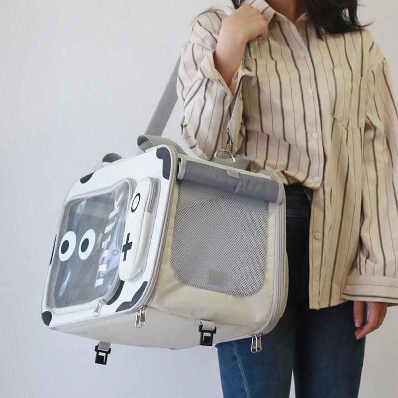 Cat Carrier Bag With Wheels Trolley Box Large Capacity Crossbody Pet Handbag