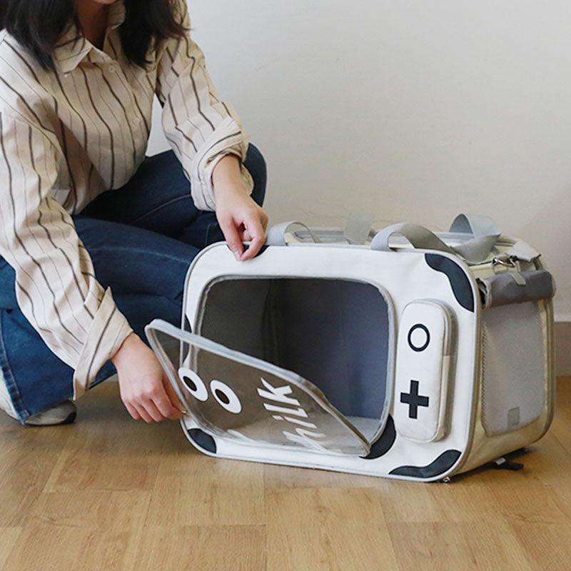 Cat Carrier Bag With Wheels Trolley Box Large Capacity Crossbody Pet Handbag