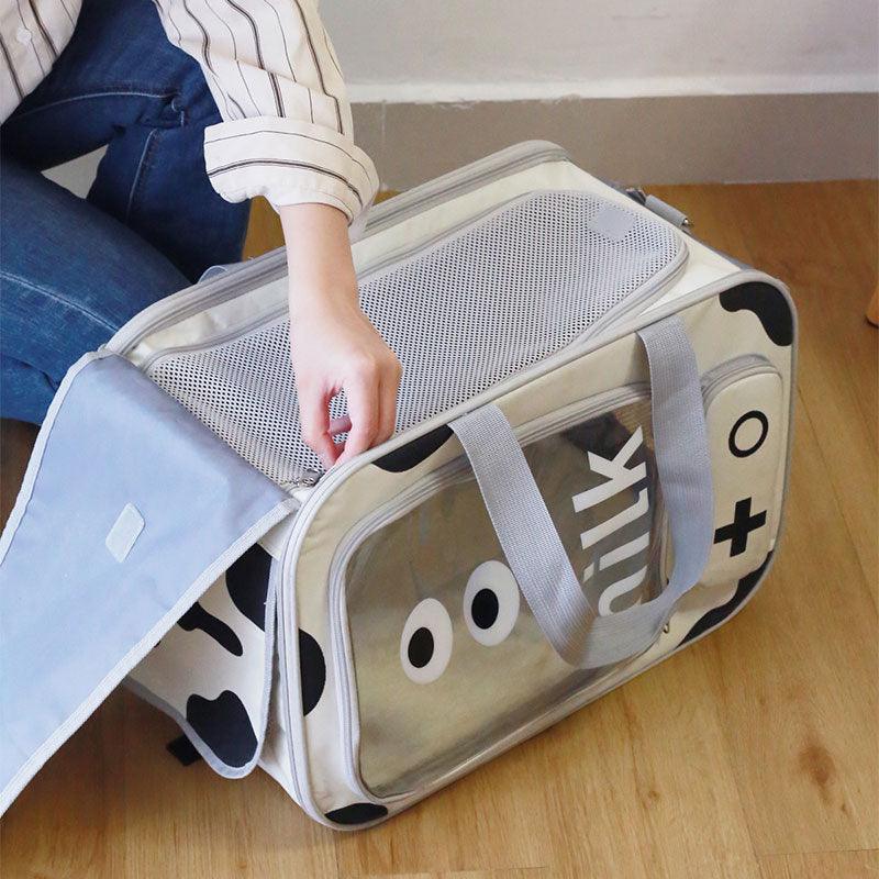 Cat Carrier Bag With Wheels Trolley Box Large Capacity Crossbody Pet Handbag