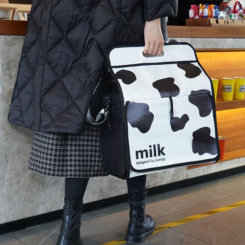 Milk Print Luxury Cat Carrier Backpack Travel Tote Black Pet Handbag Bag
