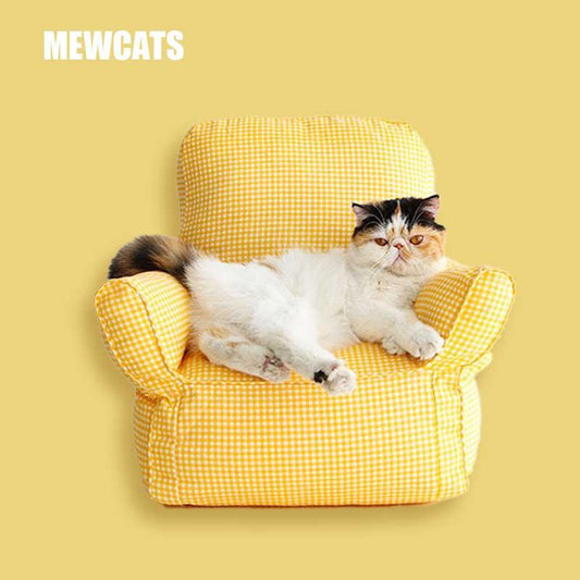 Mini Cat Armchair Sofas Fluffy Soft 4 Color Pet Bed Couch 