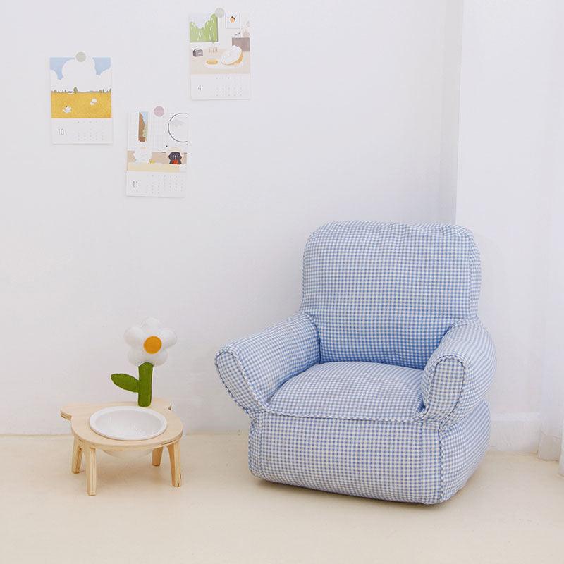 Mini Cat Armchair Sofas Fluffy Soft Blue Pet Bed Couch Kitten Nest