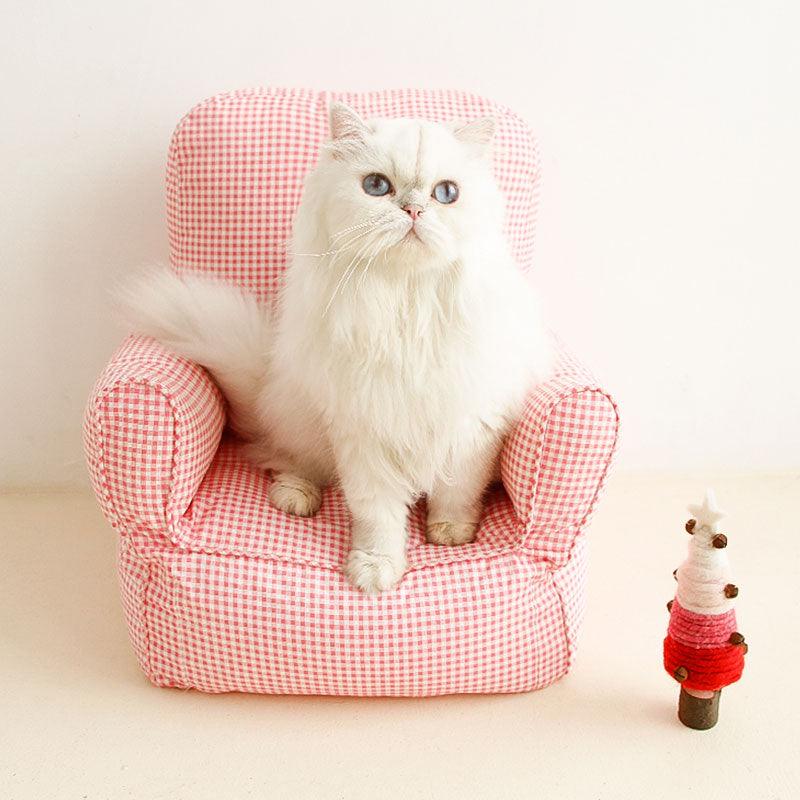 Mini Cat Armchair Sofas Fluffy Soft  Pink Pet Bed Couch Kitten NestMini Cat Armchair Sofas Fluffy 4 Color Bed Couch (1)