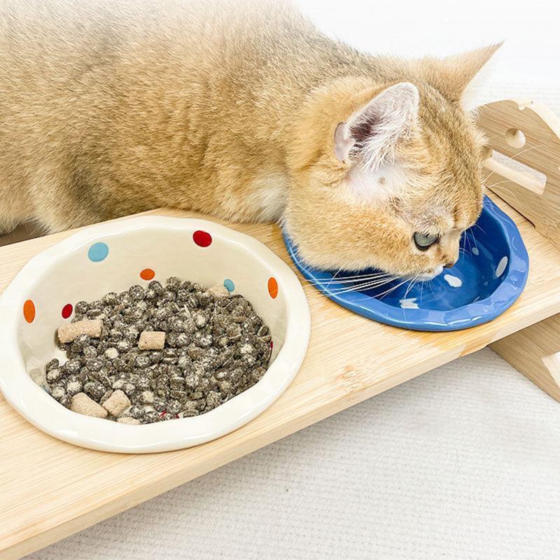 Multi Cat Feeder Adjustable Cat Food Water Bowl