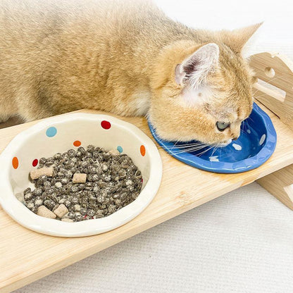 Multi Cat Feeder Adjustable Cat Food Water Bowl