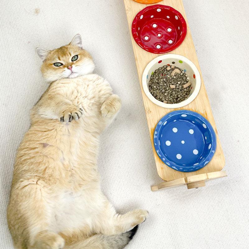 Multi Cat Feeder Adjustable Cat Food Water Bowl