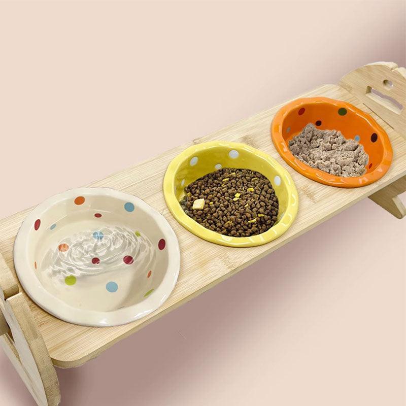 Multi Cat Feeder Adjustable Cat Food Water Bowl