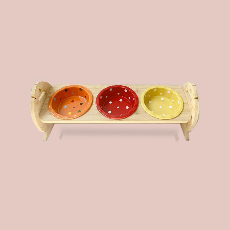 Multi Cat Feeder Adjustable Cat Food Water Bowl
