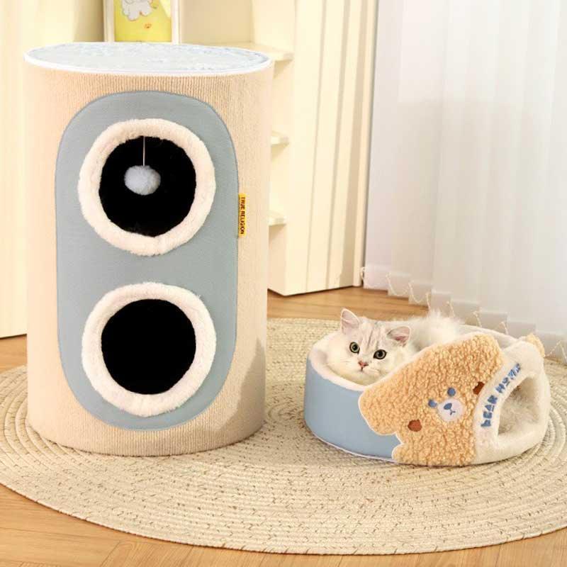 thumbnail image 2 of Cute Solid Wood Cat Tree Natural Branch Modern Flower Cat Tower With Sisal Scratching Posts 2 of 14
