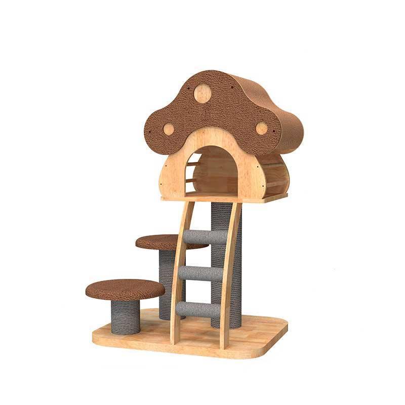 Mushroom Cat Tree Wood Climbing Condo