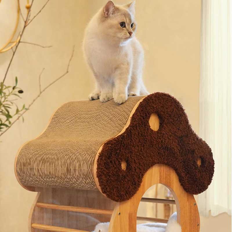 Mushroom Cat Tree Wood Climbing Condo