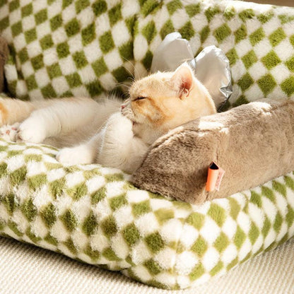 New Large Retro Diamond Grid Cat Bed Couch Sofa - MEWCATS