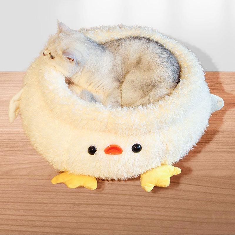 Cartoon Cat Bed Round Fluffy Donut Duck Penguin Shape Cute Pet Nest