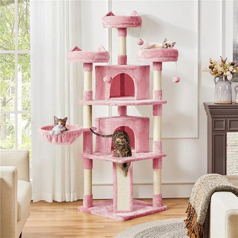 Pink Castle Cat Climbing Frame Tower 3 Style Kitty Tree (1)