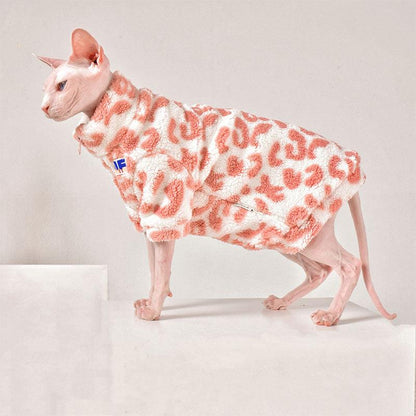 Pink Leopard Print Sphynx Cat Sweatshirt Clothes - MEWCATS