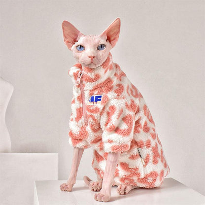 Pink Leopard Print Sphynx Cat Sweatshirt Clothes - MEWCATS