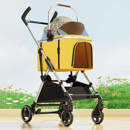 Portable Cat Carrying Stroller 2 Style Rolling Handbag