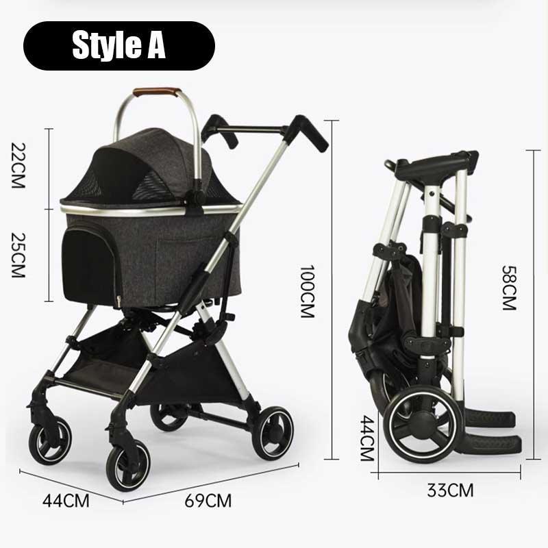 Portable Cat Carrying Stroller 2 Style Rolling Handbag