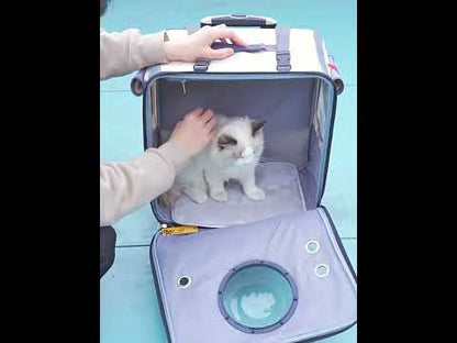 Cat Carrier Bag with Wheels Space Capsule Large Space Pet Rolling Backpack