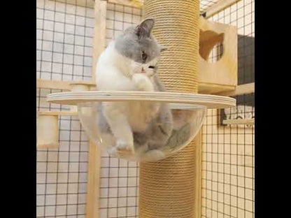 Large Wooden Outdoor Cat Enclosure White Mesh Villa