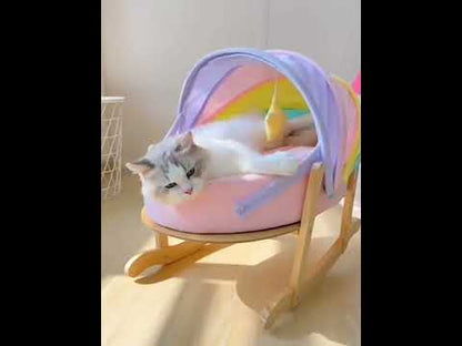 Rainbow Cat Nest Semi-closed Rocking Bed