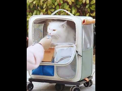Cat Carrier Backpack with Wheels Trolley Bag