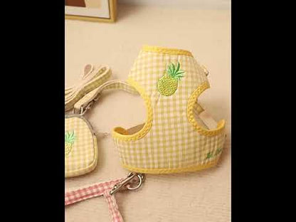 Fruit Embroidery Cat Harness 3 Color Vest Leash Set