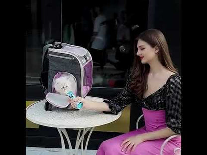 Cat Carrier Backpack With Wheels Rolling Foldable Trolley