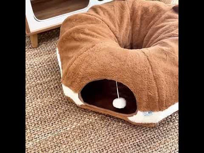 Bear Warm Cat Tunnel Foldable Cat Bed
