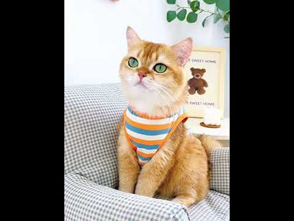 Striped Cat Clothes 2 Color Thin Cute Vest