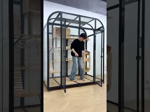 Modern Black Cat Villa Full View Indoor Cat Home